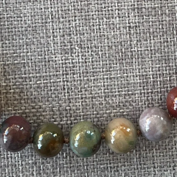 Multicolor Agate Beaded Necklace – 18” Genuine Stone Jewelry - Picture 4 of 6